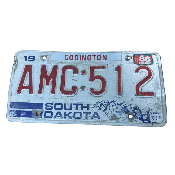 Vintage 1986 South Dakota License Plate AMC 512 Codington County Mount Rushmore - Picture 1 of 10